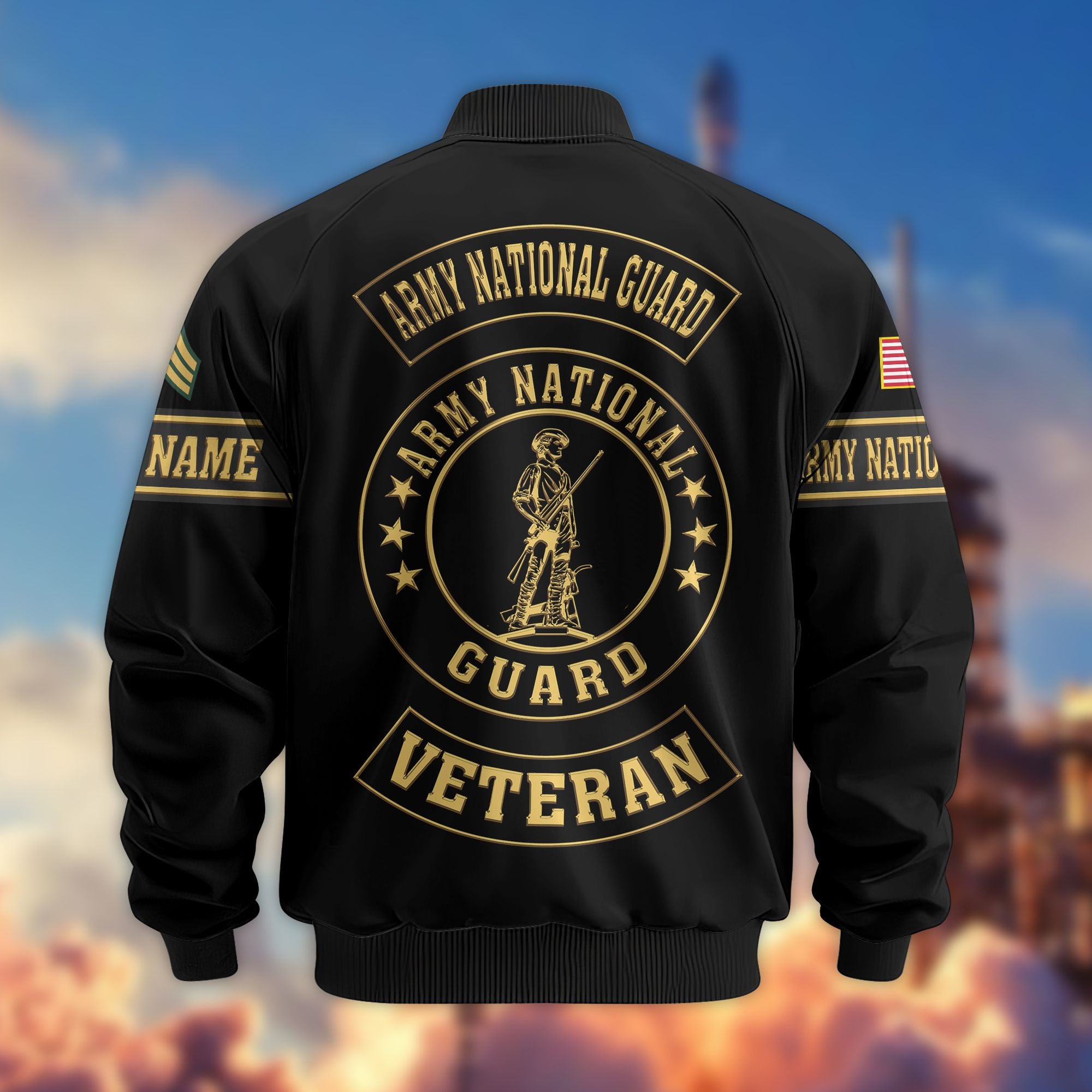 Premium Army National Guard Veteran Bomber Jacket VPVC800708, Custom Name, Rank, Gifts For Army National Guard Veteran