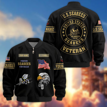 Premium US Seabees Veteran Bomber Jacket VPVC800709, Custom Name, Rank, Gifts For Seabees Veteran