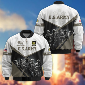 US Army Veteran Bomber Jacket VPVC800610, Custom Name, Rank, Gifts For US Army Veteran