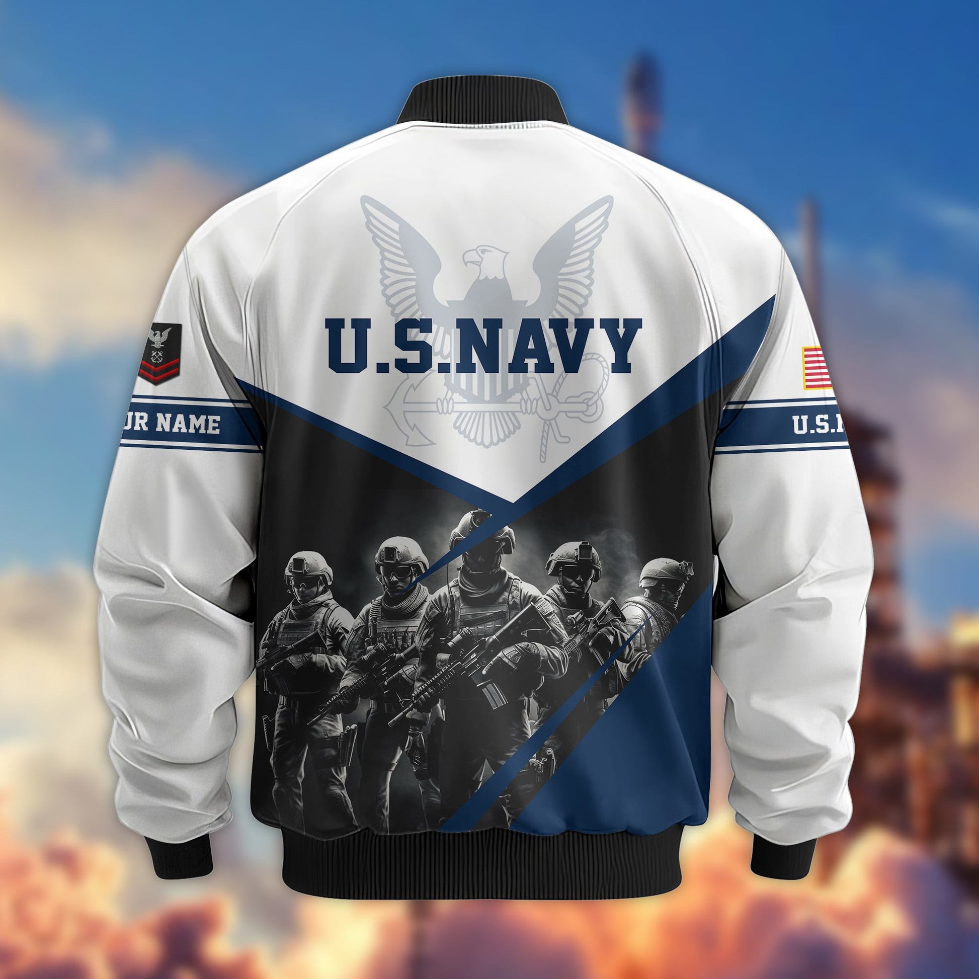 US Navy Veteran Bomber Jacket VPVC800602, Custom Name, Rank, Gifts For US Navy Veteran