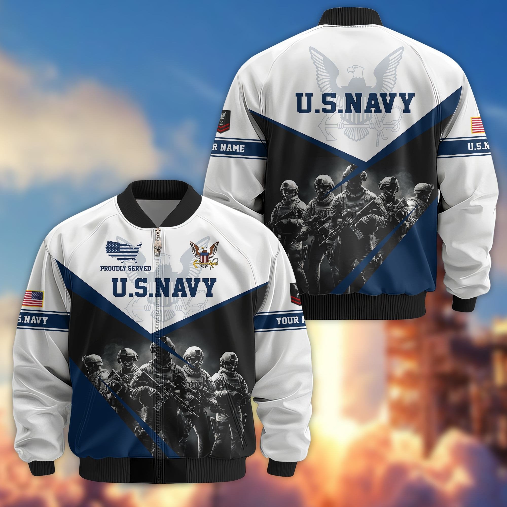 US Navy Veteran Bomber Jacket VPVC800602, Custom Name, Rank, Gifts For US Navy Veteran