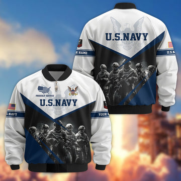 US Navy Veteran Bomber Jacket VPVC800602, Custom Name, Rank, Gifts For US Navy Veteran