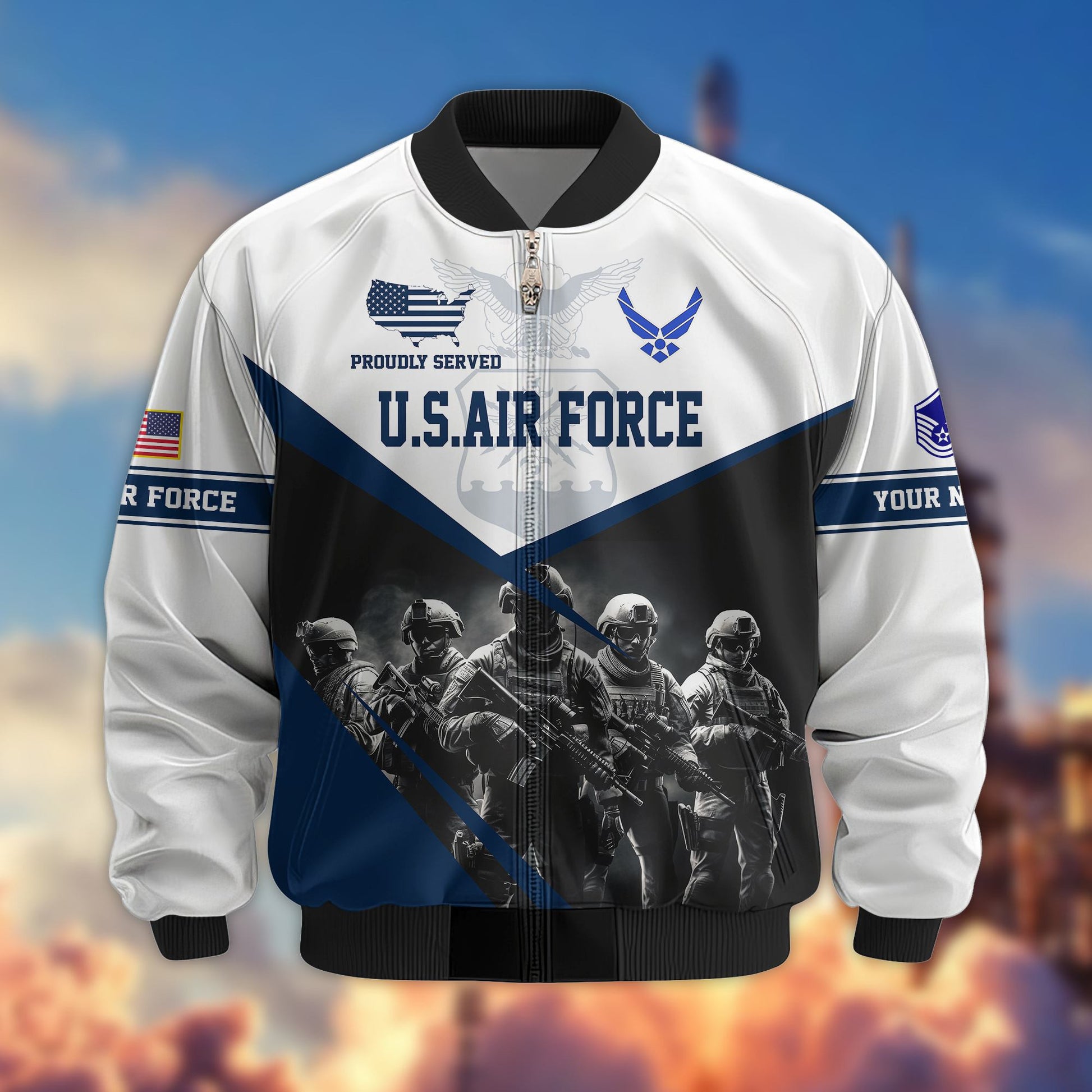 USAF Veteran Bomber Jacket VPVC800604, Custom Name, Rank, Gifts For US Air Force Veteran