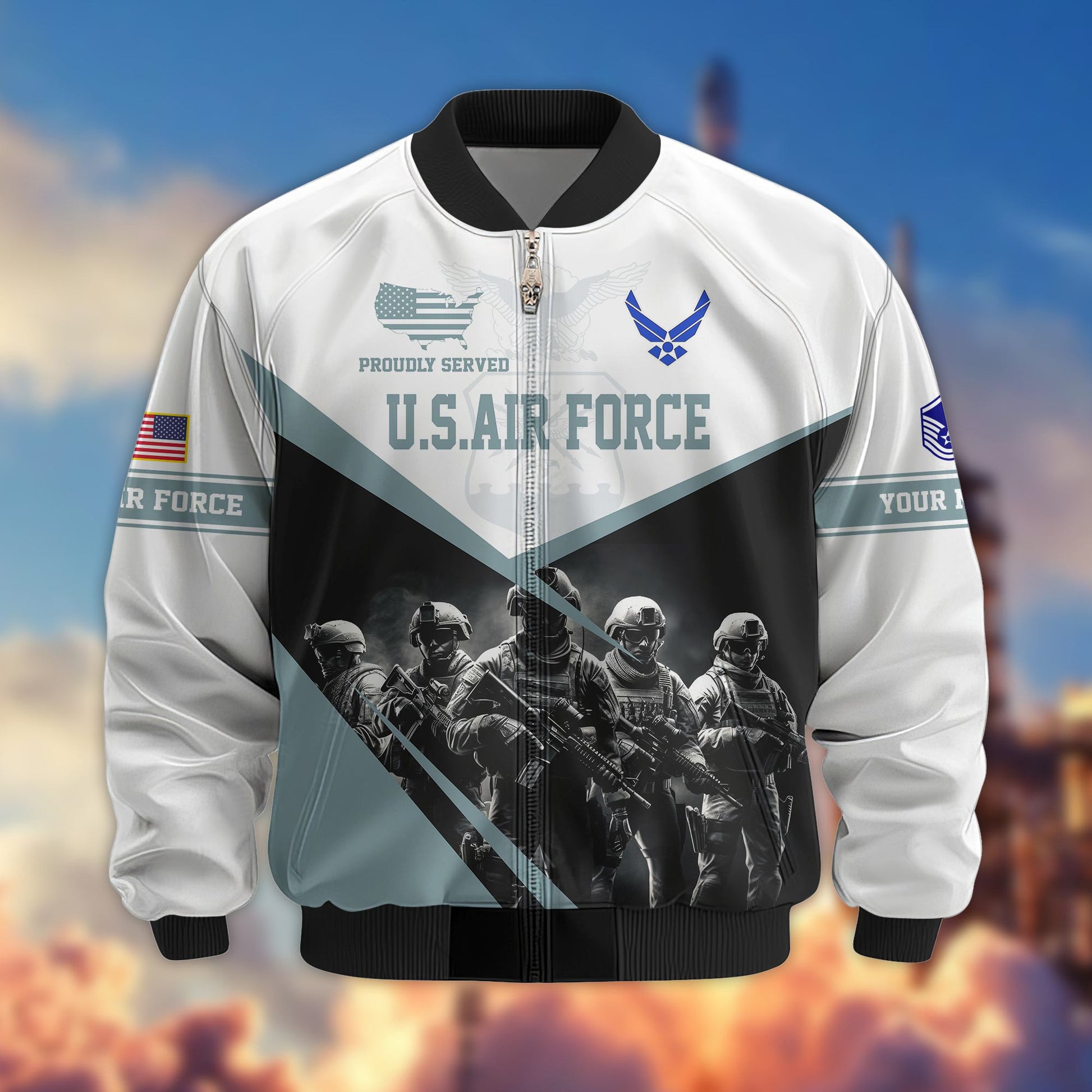 USAF Veteran Bomber Jacket VPVC800611, Custom Name, Rank, Gifts For US Air Force Veteran
