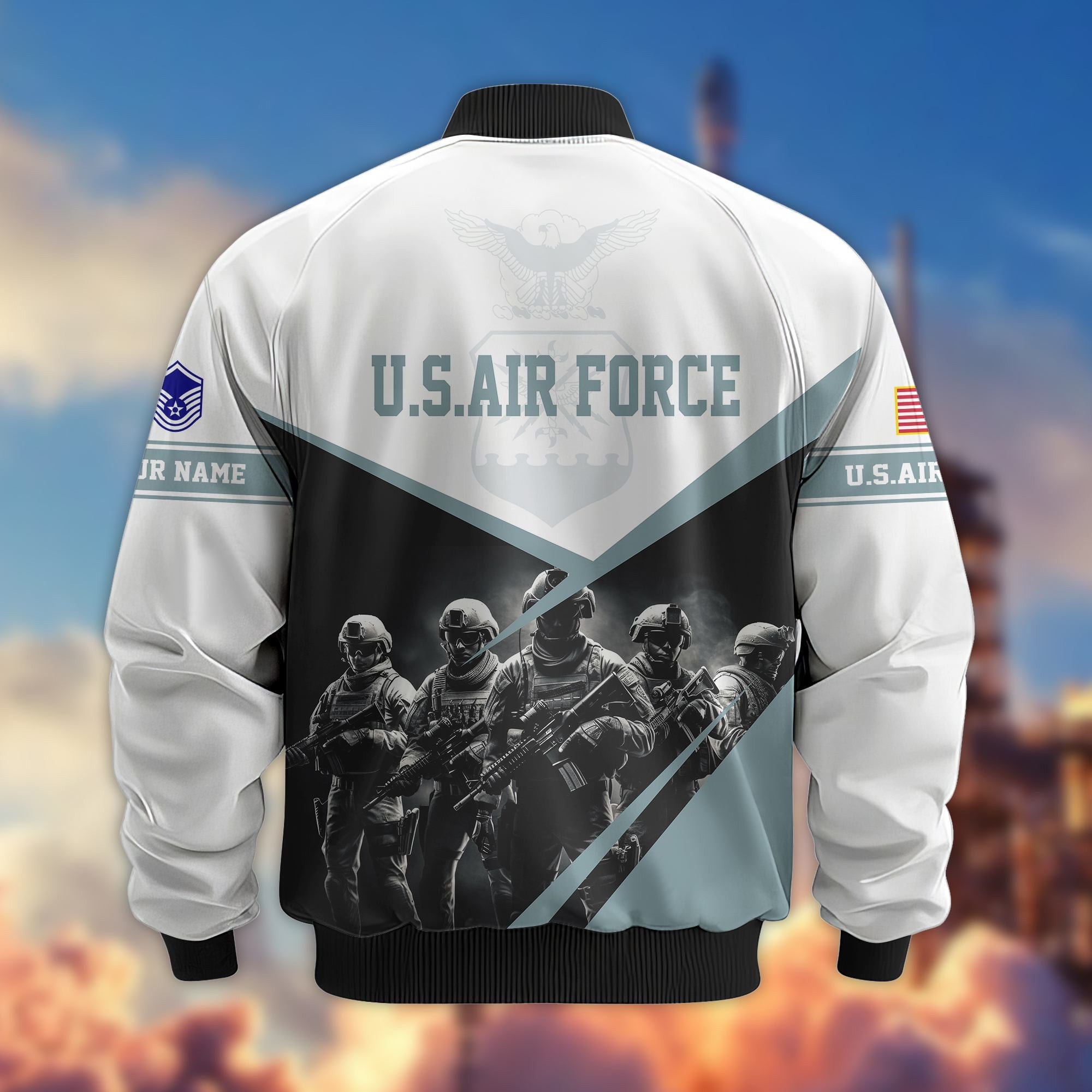 USAF Veteran Bomber Jacket VPVC800611, Custom Name, Rank, Gifts For US Air Force Veteran