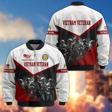 Vietnam Veteran Bomber Jacket VPVC800606, Custom Name, Rank, Gifts For Vietnam Veteran