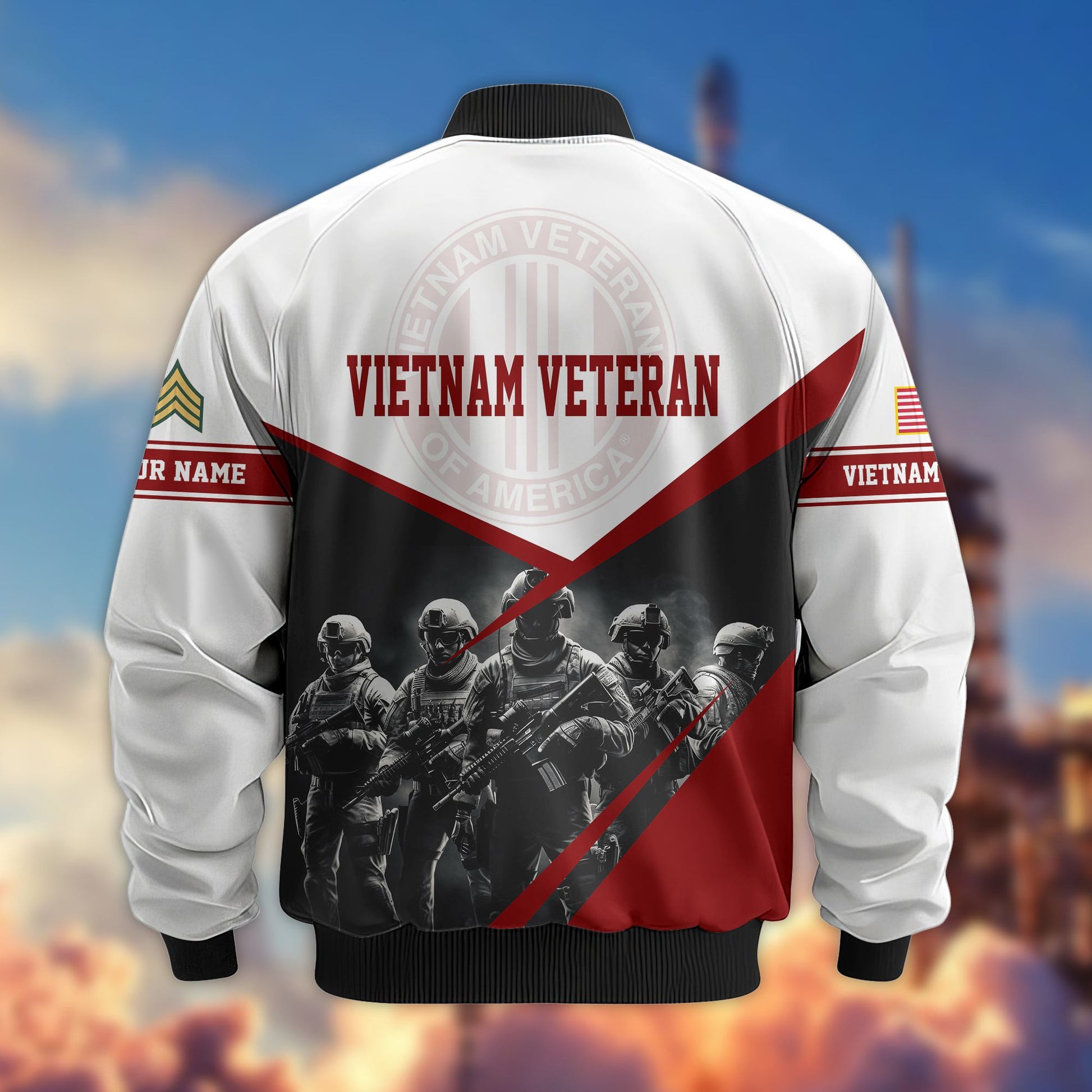 Vietnam Veteran Bomber Jacket VPVC800606, Custom Name, Rank, Gifts For Vietnam Veteran