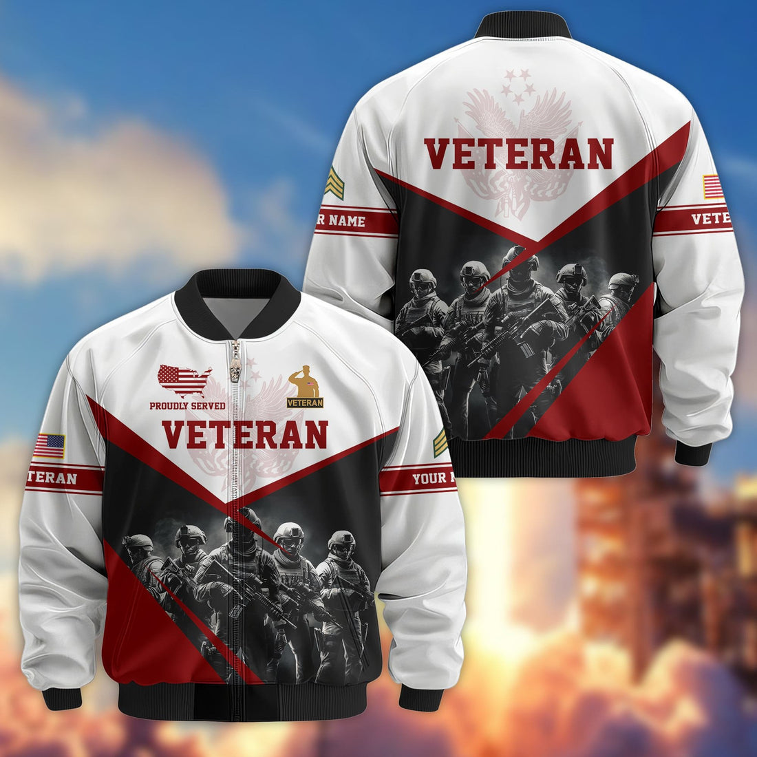 US Veterans Bomber Jacket VPVC800607, Custom Name, Rank, Gifts For US Veteran