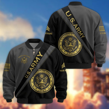 Premium Custom Name, Rank, US Army Veteran Bomber Jacket VPVC800901, Gifts For US Army Veteran
