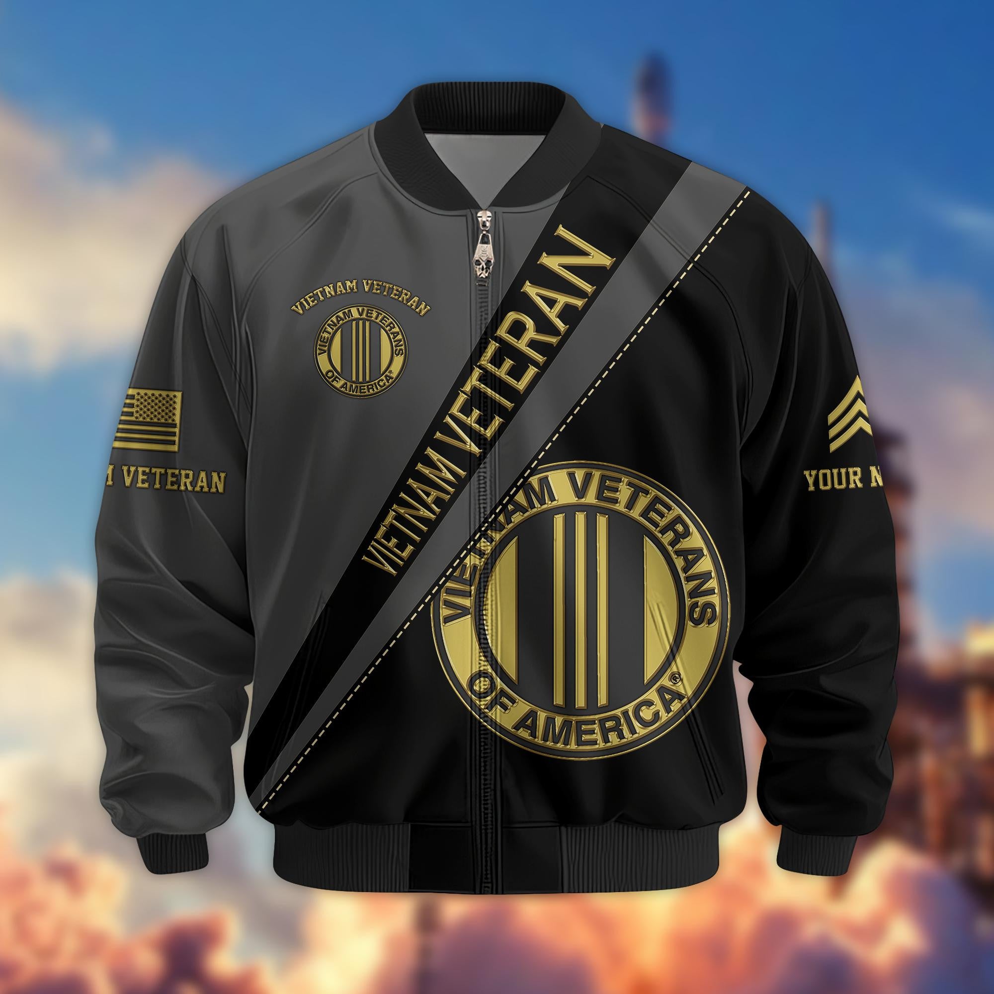 Premium Custom Name, Rank, Vietnam Veteran Bomber Jacket VPVC800906, Gifts For Vietnam Veteran