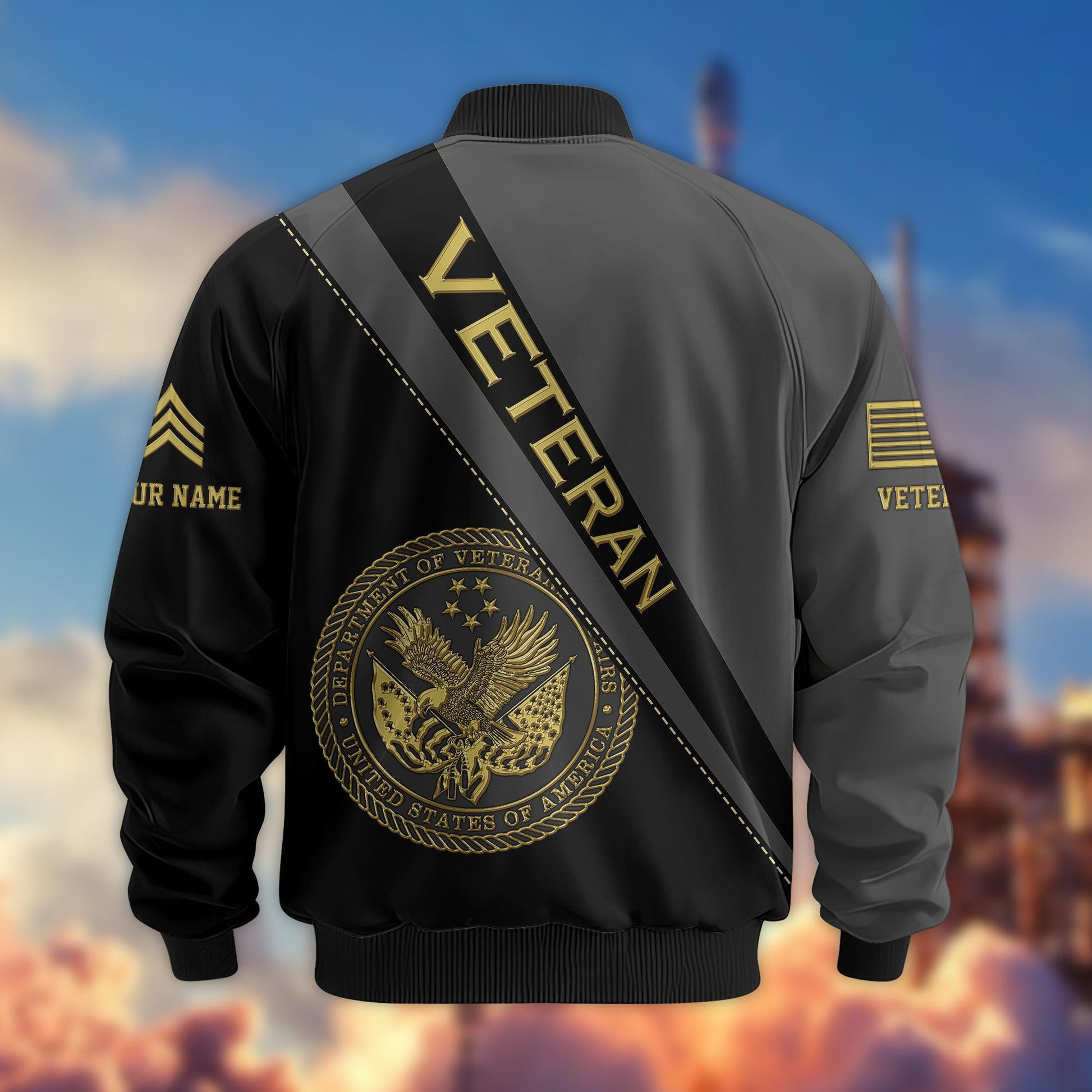 Premium Custom Name, Rank, US Veterans Bomber Jacket VPVC800907, Gifts For US Veteran