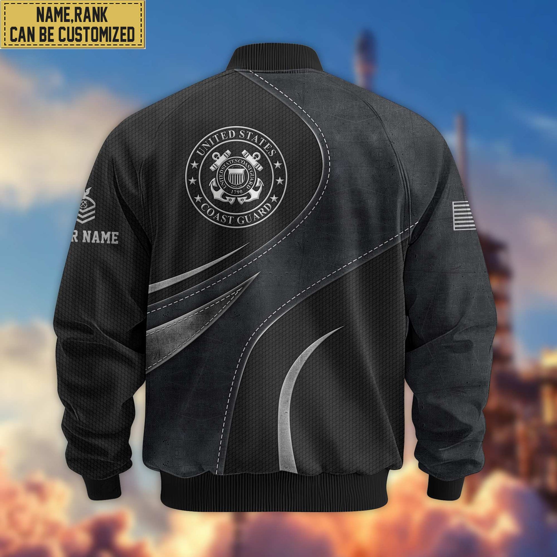 Premium Custom Name, Rank, USCG Veteran Bomber Jacket VPVC801005, Gifts For US Coast Guard Veteran