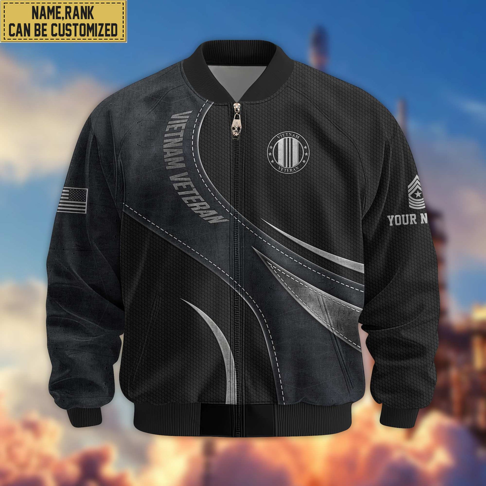 Premium Custom Name, Rank, Vietnam Veteran Bomber Jacket VPVC801006, Gifts For Vietnam Veteran