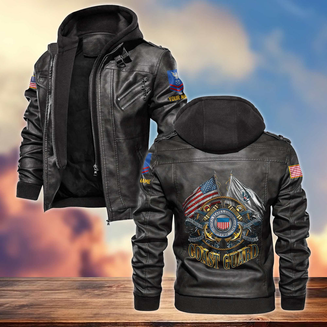 Premium USCG Leather Jacket VPVC700105, Custom Name, Rank, Gifts For Coast Guard Veteran