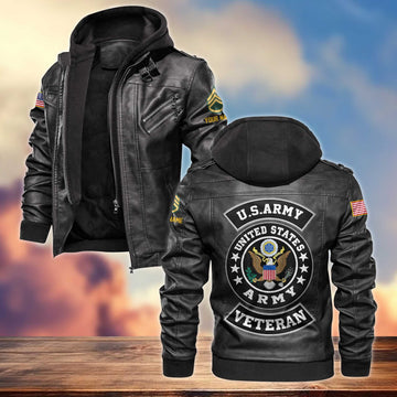 US Army Leather Jacket VPVC700301, Custom Name, Rank, Gifts For Army Veteran