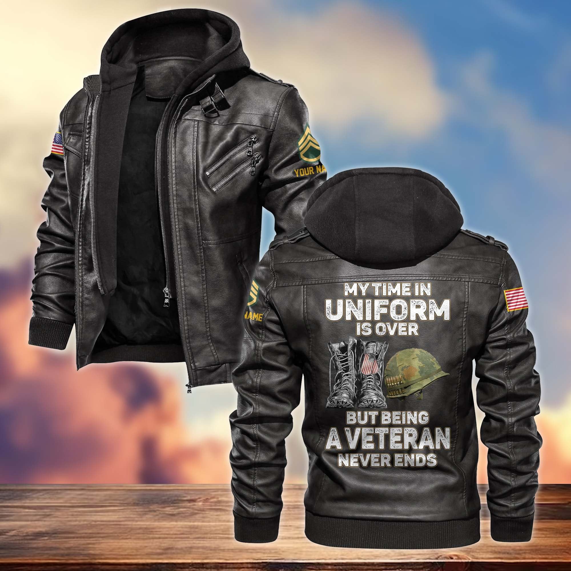 Premium Custom Name, Rank, US Army Leather Jacket VPVC700501, Gifts For Army Veteran