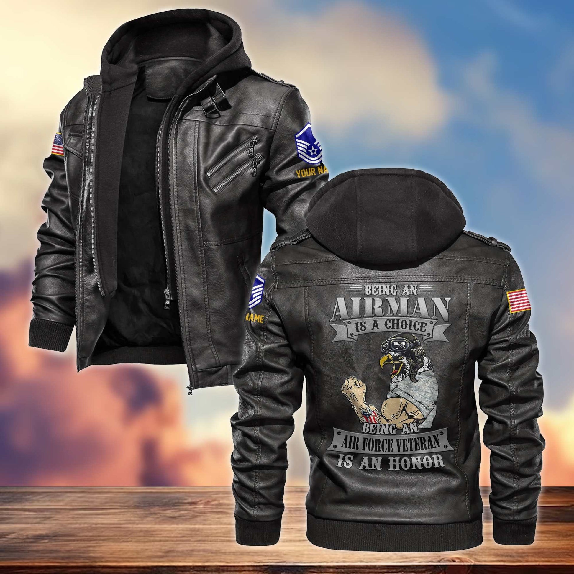 Premium Custom Name, Rank, USAF Leather Jacket VPVC700604, Gifts For Air Force Veteran