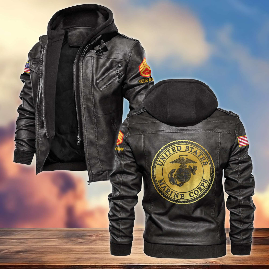 USMC Leather Jacket VPVC700703, Custom Name, Rank, Gifts For Marine Veteran