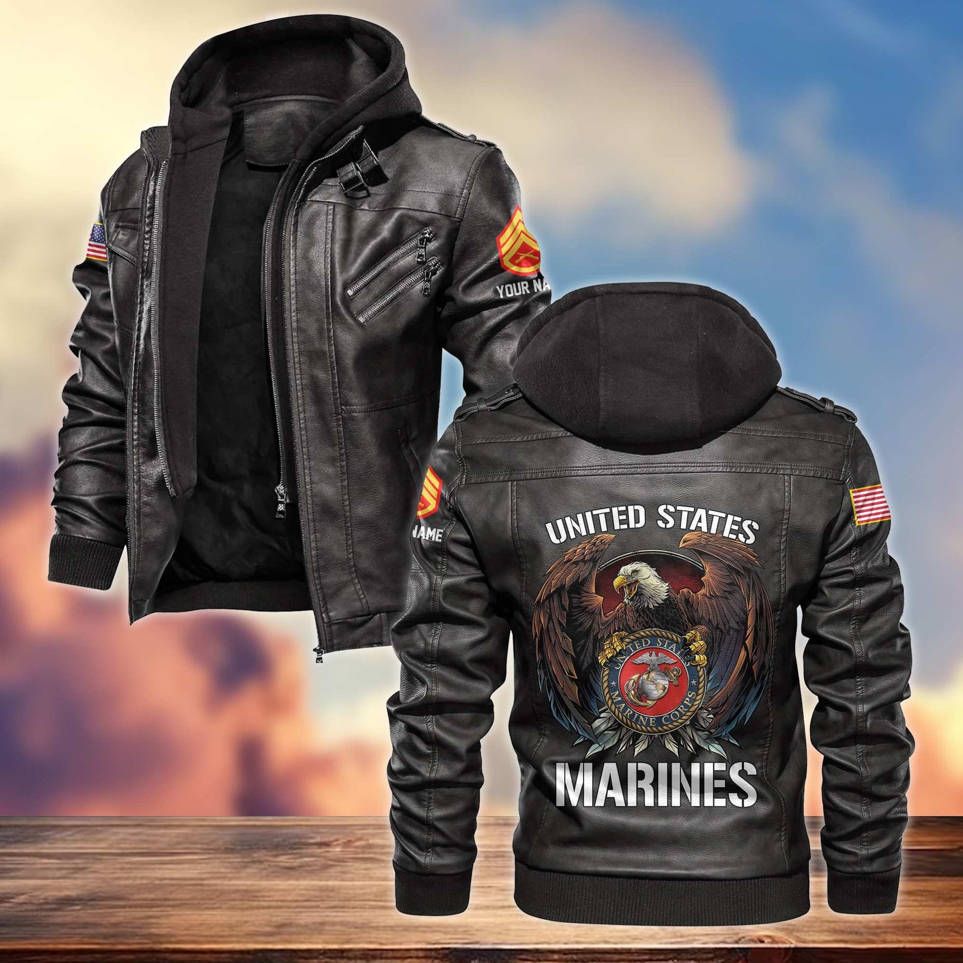 Premium USMC Leather Jacket VPVC700803, Gifts For Marine Veteran