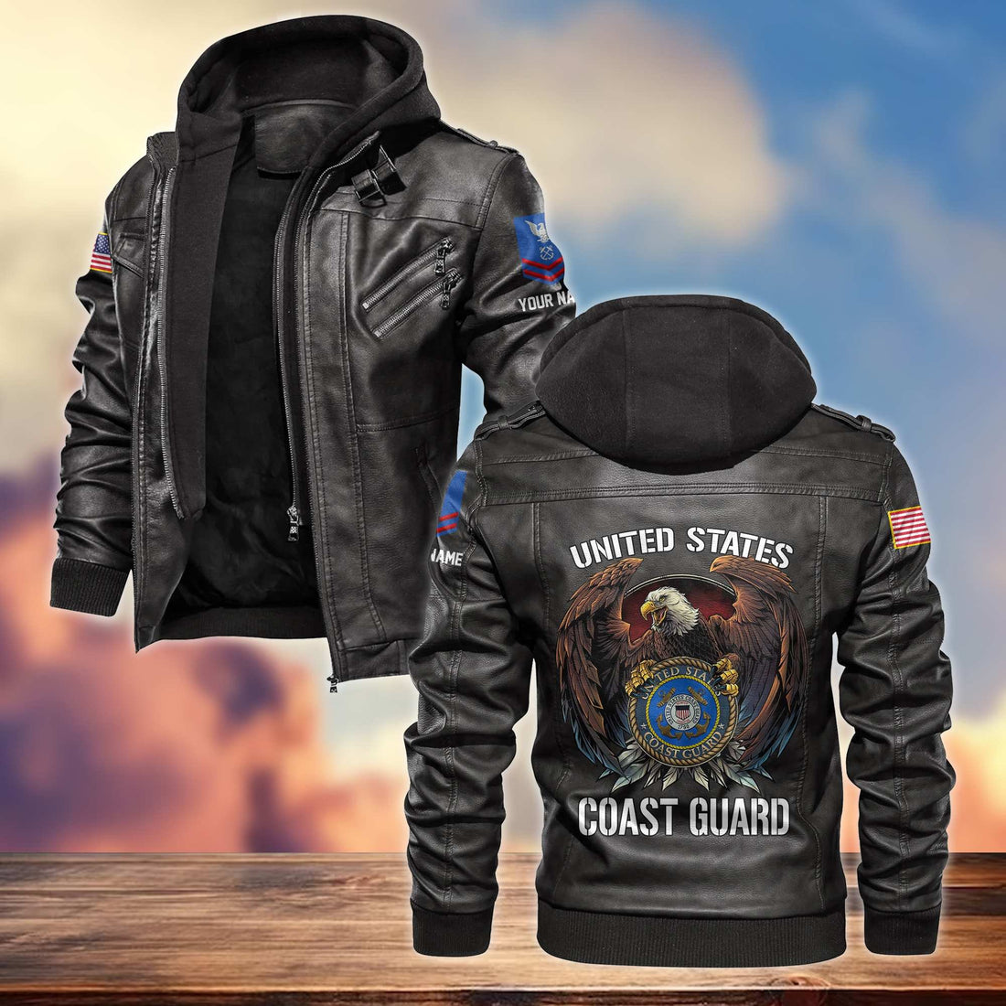 Premium USCG Leather Jacket VPVC700805, Gifts For Coast Guard Veteran