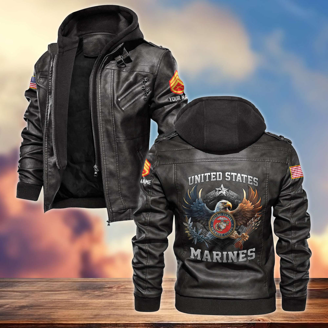 Premium Custom Name, Rank, USMC Leather Jacket VPVC700903, Gifts For Marine Veteran