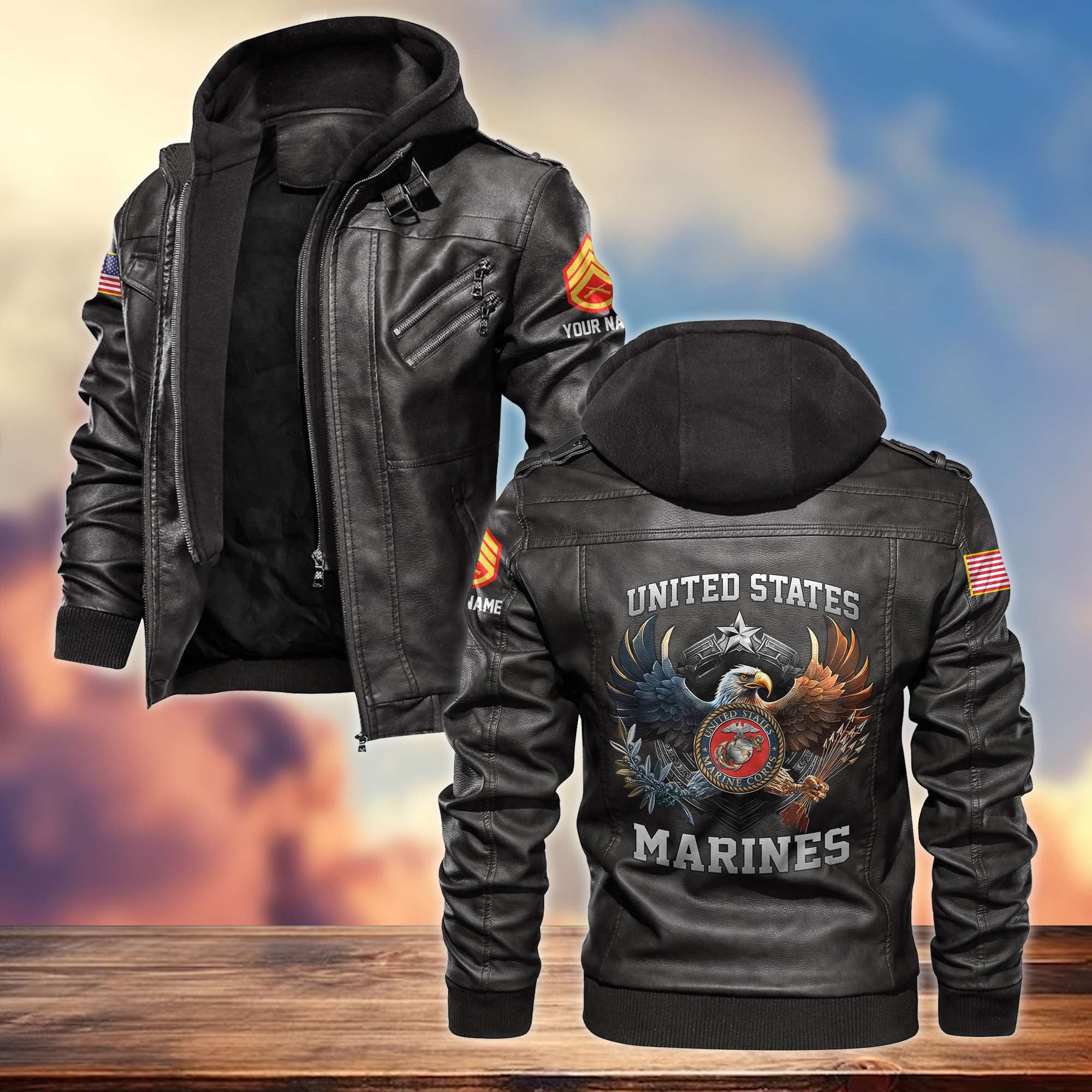 Premium Custom Name, Rank, USMC Leather Jacket VPVC700903, Gifts For Marine Veteran