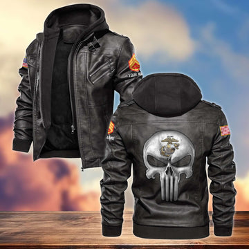 Premium USMC Leather Jacket VPVC701003, Custom Name, Rank, Gifts For Marine Veteran