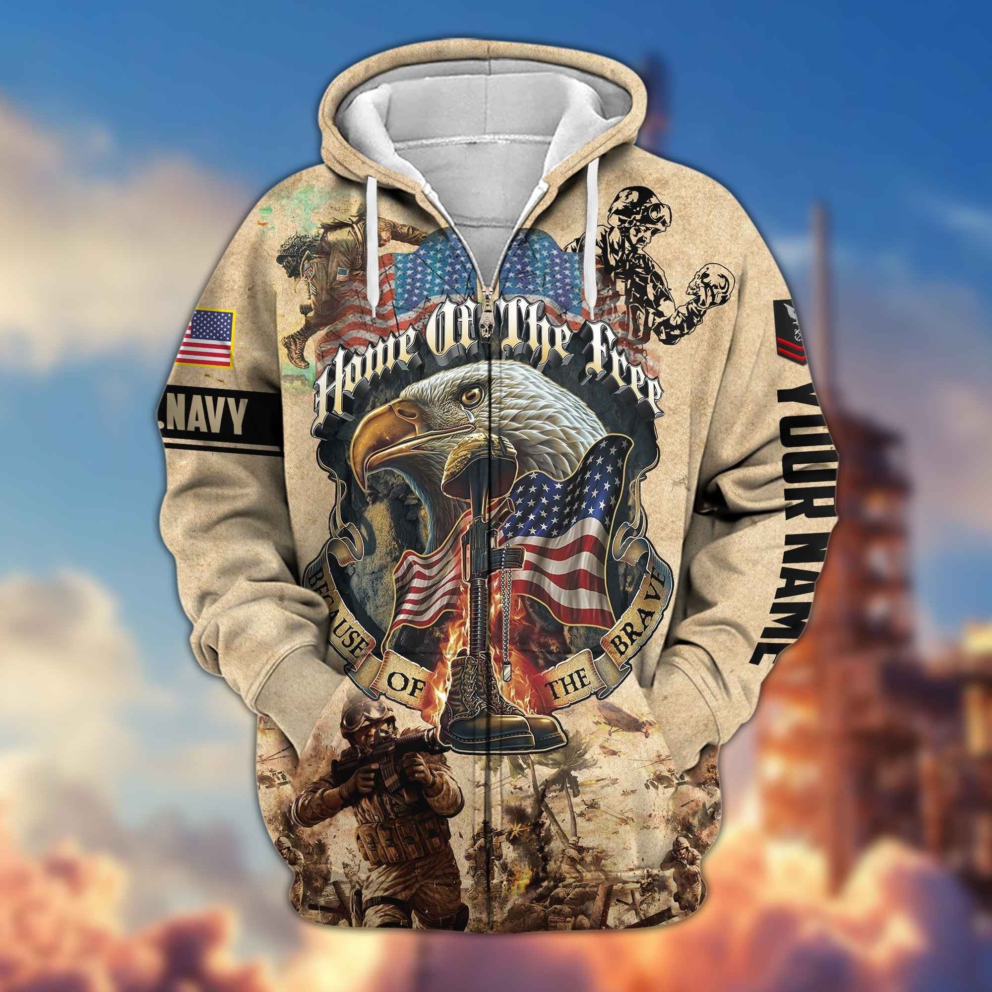 Premium Custom US Navy Zip Hoodie VPVC602102, Gifts For Navy Veteran