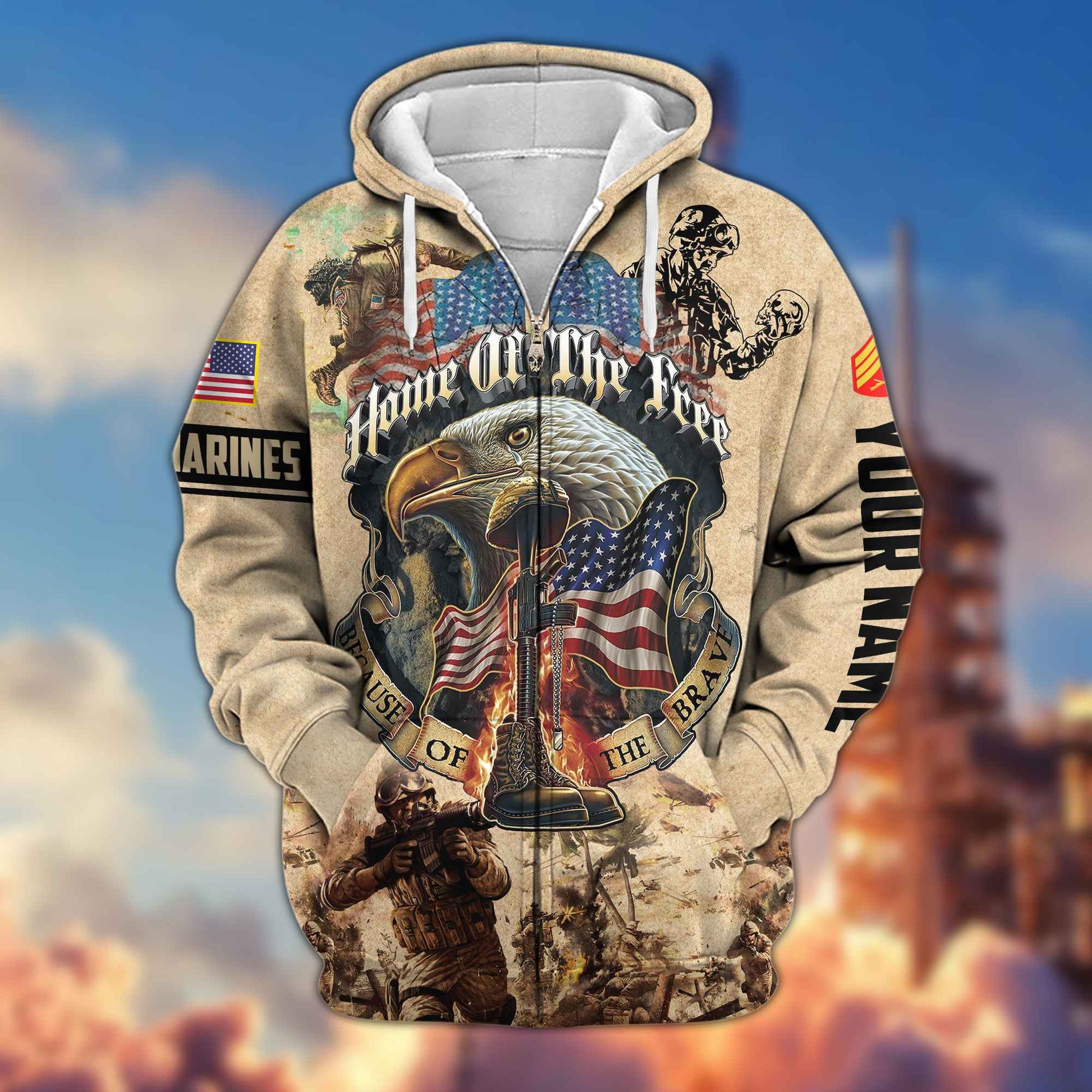 Premium Custom USMC Zip Hoodie VPVC602103, Gifts For Marine Veteran