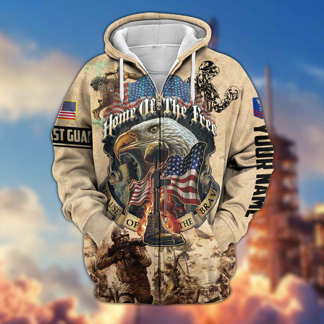 Premium Custom USCG Zip Hoodie VPVC602105, Gifts For Coast Guard Veteran