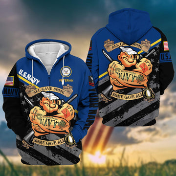 Premium US Navy Zip Hoodie VPVC602002, Custom Name, Rank, Gifts For Navy Veteran