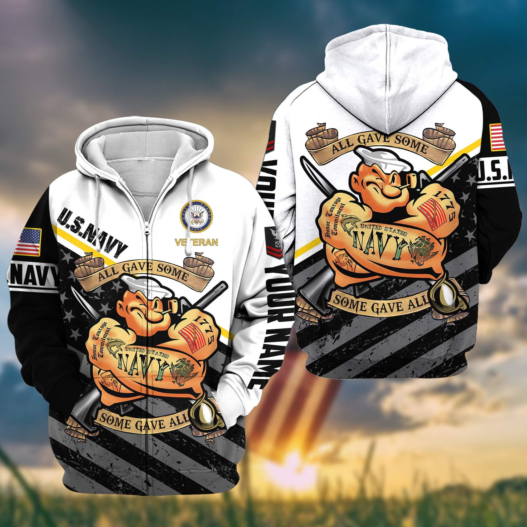 Premium US Navy Zip Hoodie VPVC602020, Custom Name, Rank, Gifts For Navy Veteran