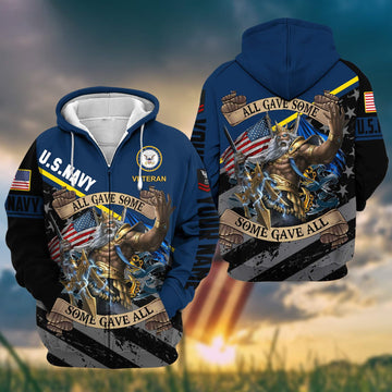 Premium US Navy Zip Hoodie VPVC602021, Custom Name, Rank, Gifts For Navy Veteran