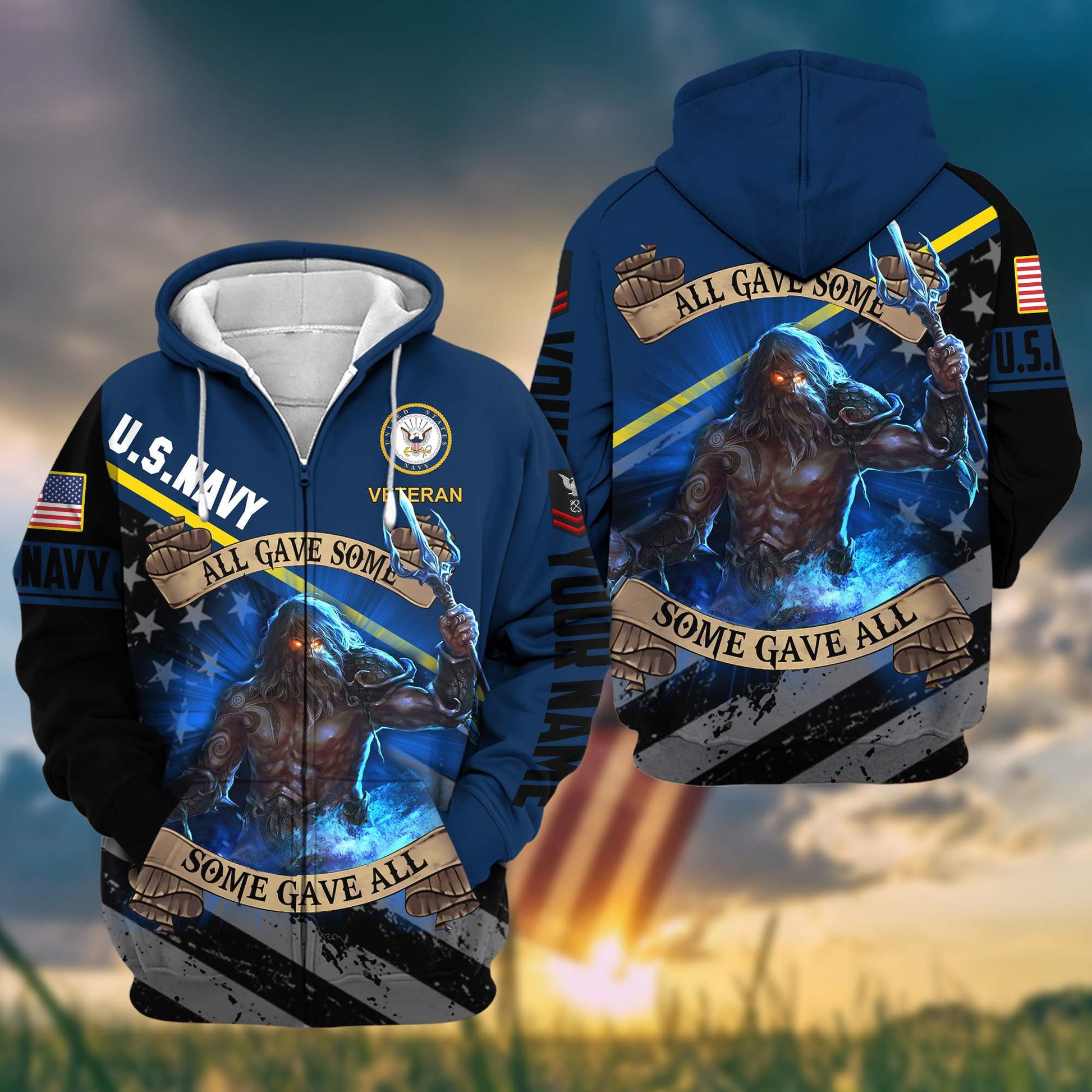 Premium US Navy Zip Hoodie VPVC602022, Custom Name, Rank, Gifts For Navy Veteran