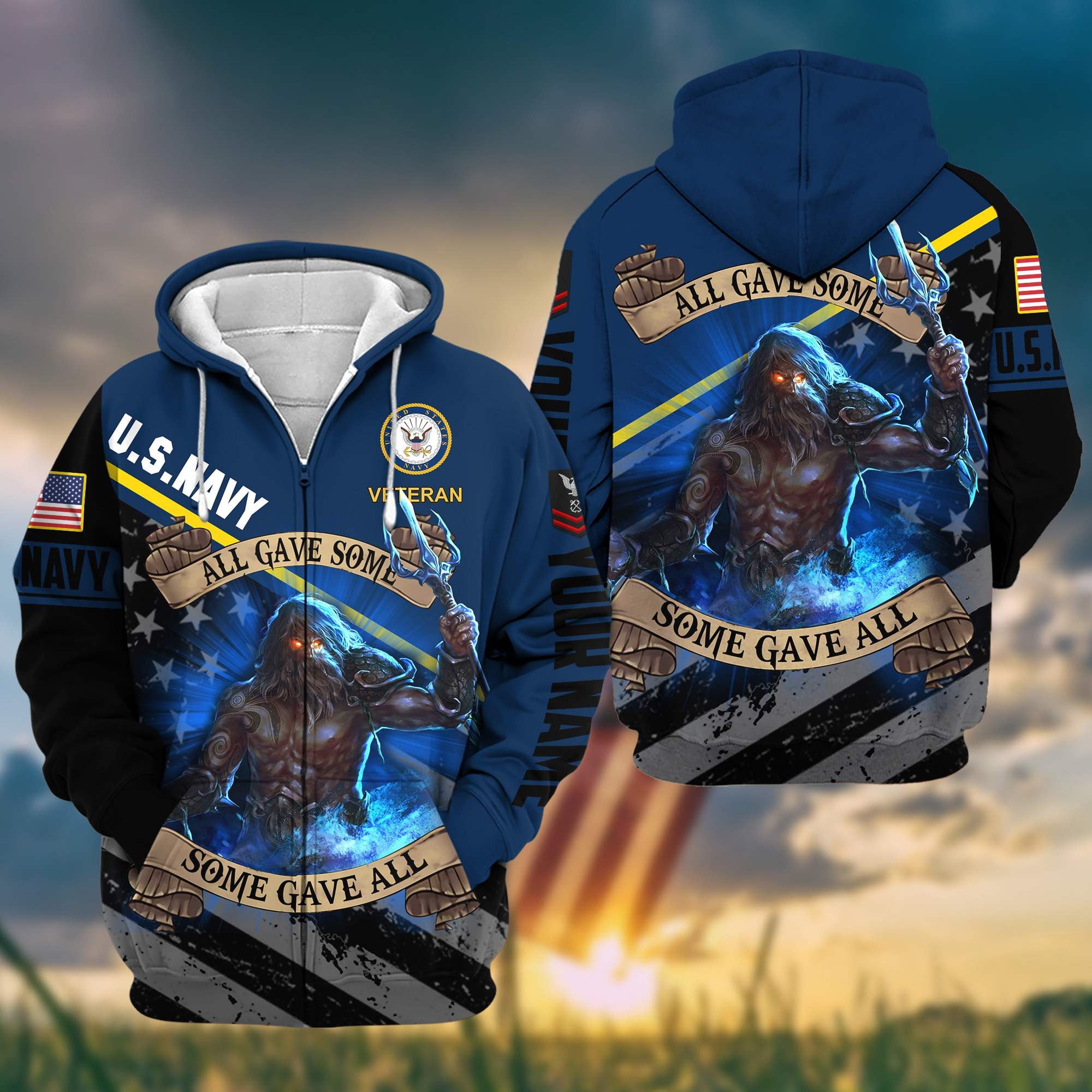 Premium US Navy Zip Hoodie VPVC602022, Custom Name, Rank, Gifts For Navy Veteran