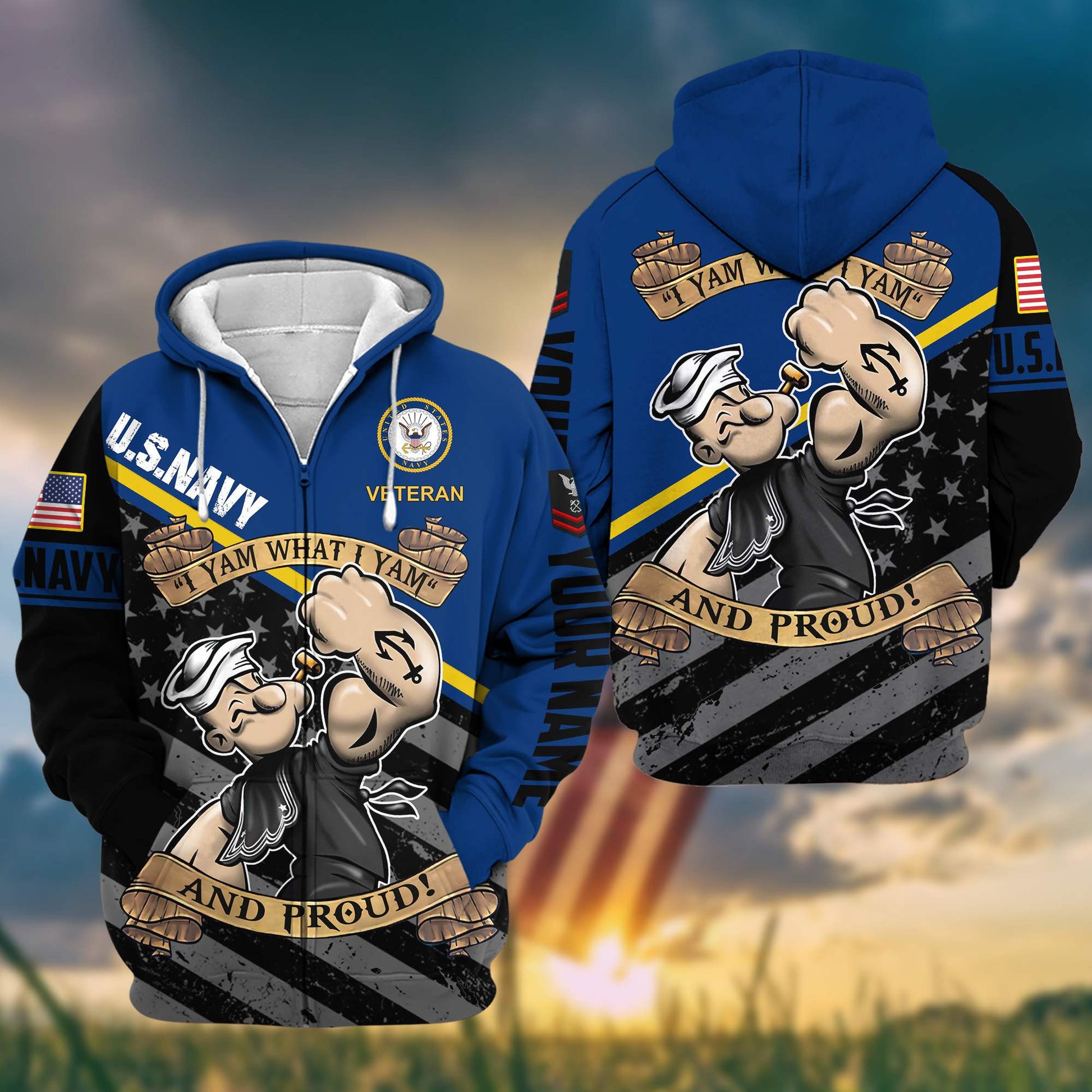 Premium US Navy Zip Hoodie VPVC602023, Custom Name, Rank, Gifts For Navy Veteran