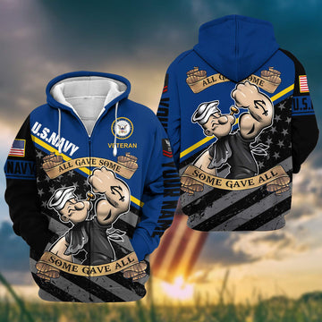 Premium US Navy Zip Hoodie VPVC602024, Custom Name, Rank, Gifts For Navy Veteran