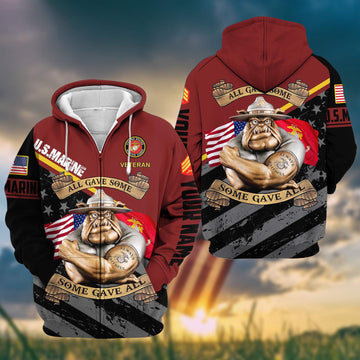 Premium USMC Zip Hoodie VPVC602003, Custom Name, Rank, Gifts For Marine Veteran