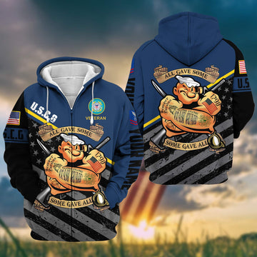 Premium USCG Zip Hoodie VPVC602005, Custom Name, Rank, Gifts For Coast Guard Veteran