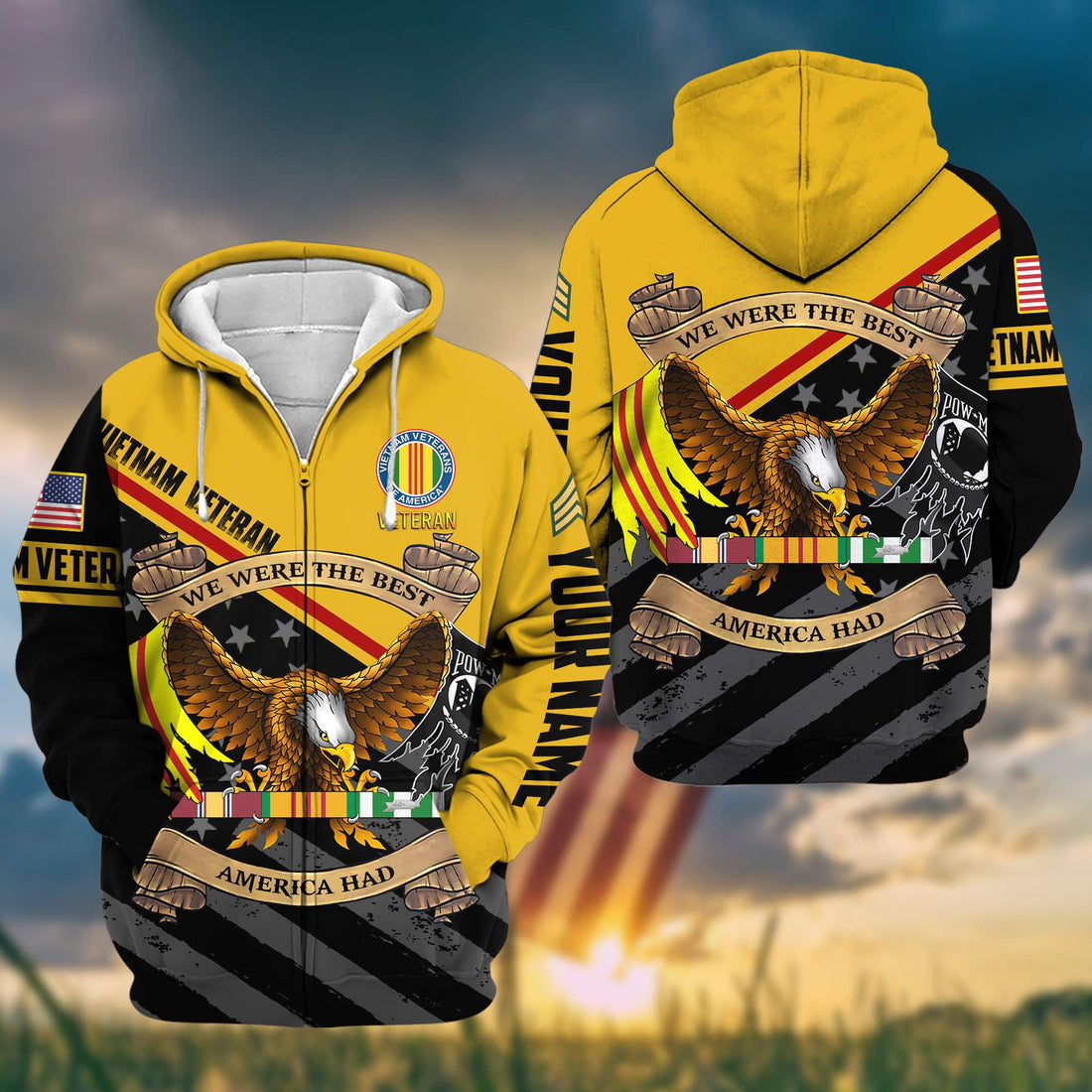 Premium Vietnam Veterans Zip Hoodie VPVC602006, Custom Name, Rank, Gifts For Vietnam Veterans