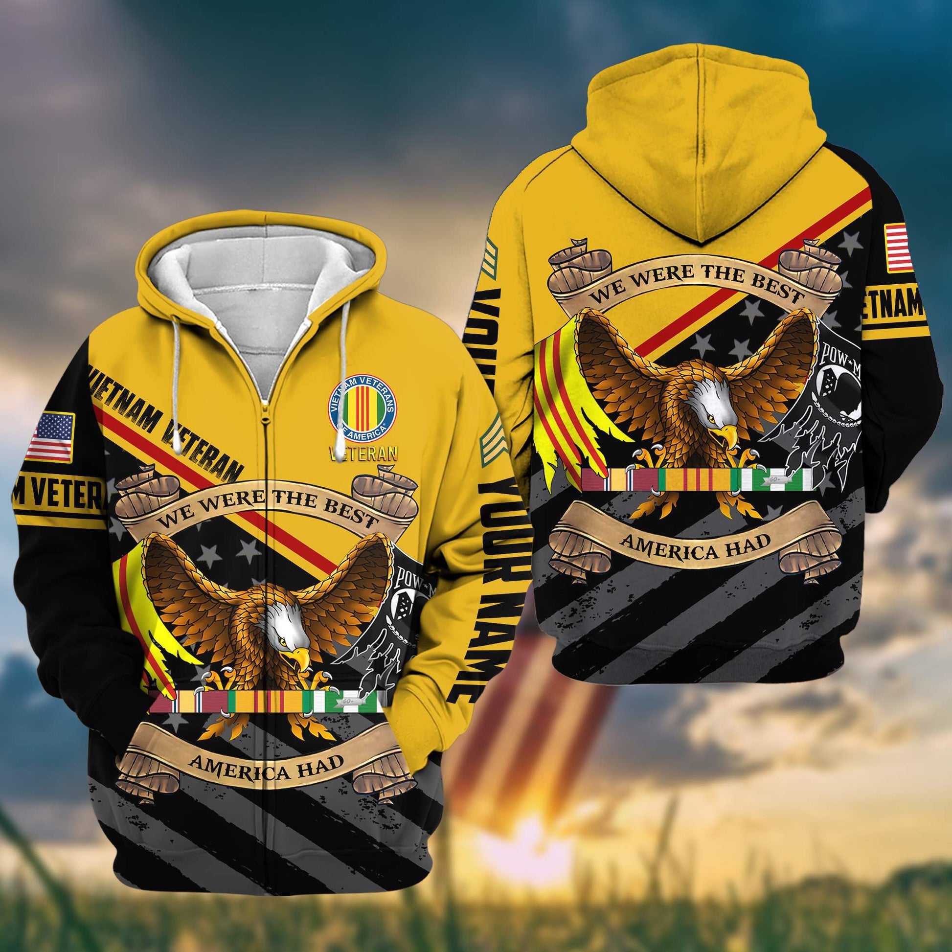 Premium Vietnam Veterans Zip Hoodie VPVC602006, Custom Name, Rank, Gifts For Vietnam Veterans