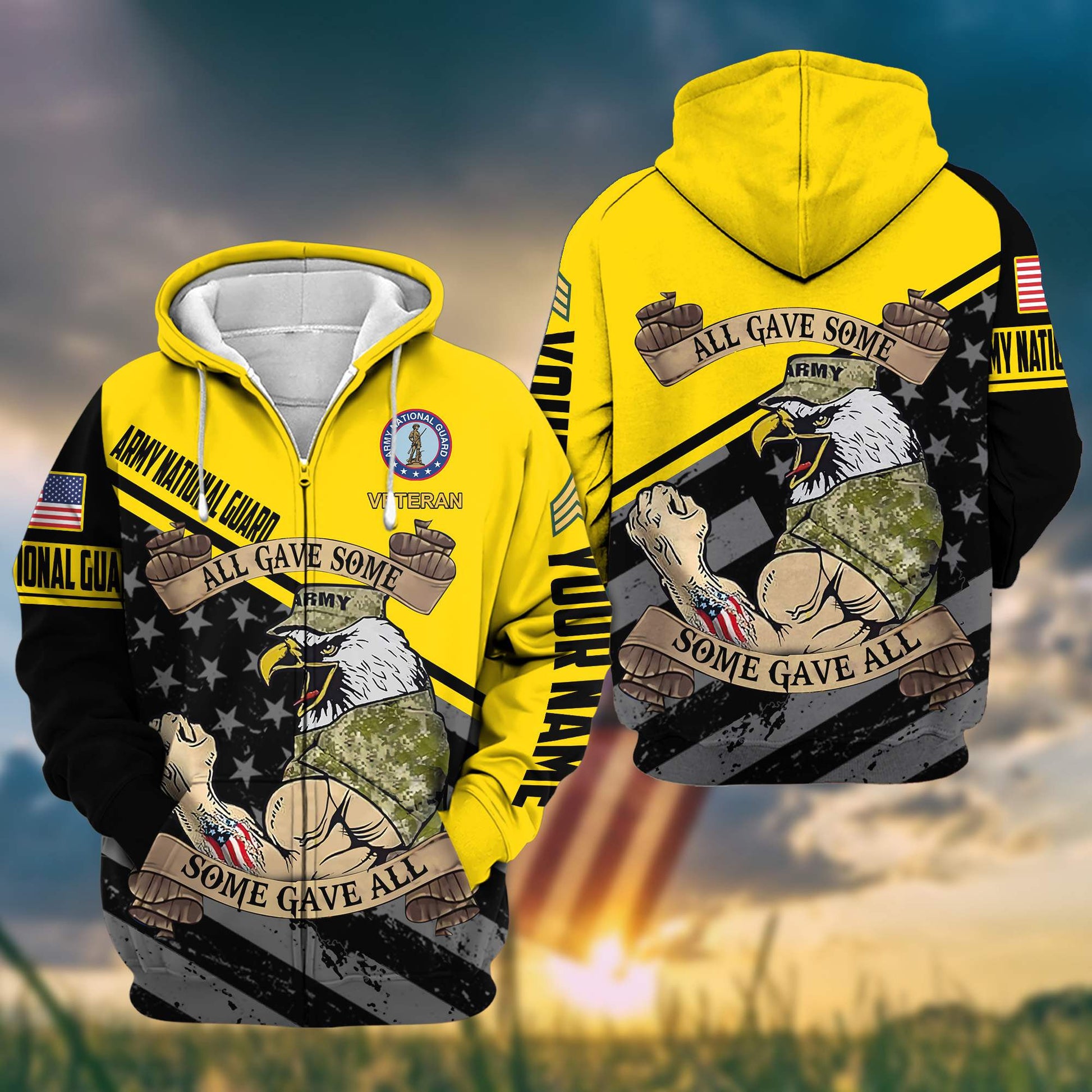 Premium Army National Guard Zip Hoodie VPVC602007, Custom Name, Rank, Gifts For US Veterans