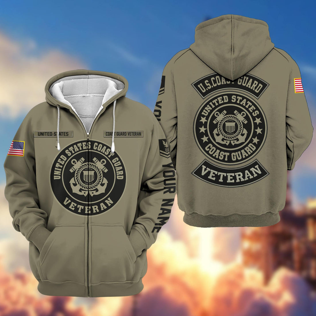 Premium Custom USCG Zip Hoodie VPVC601905, Gifts For Coast Guard Veteran