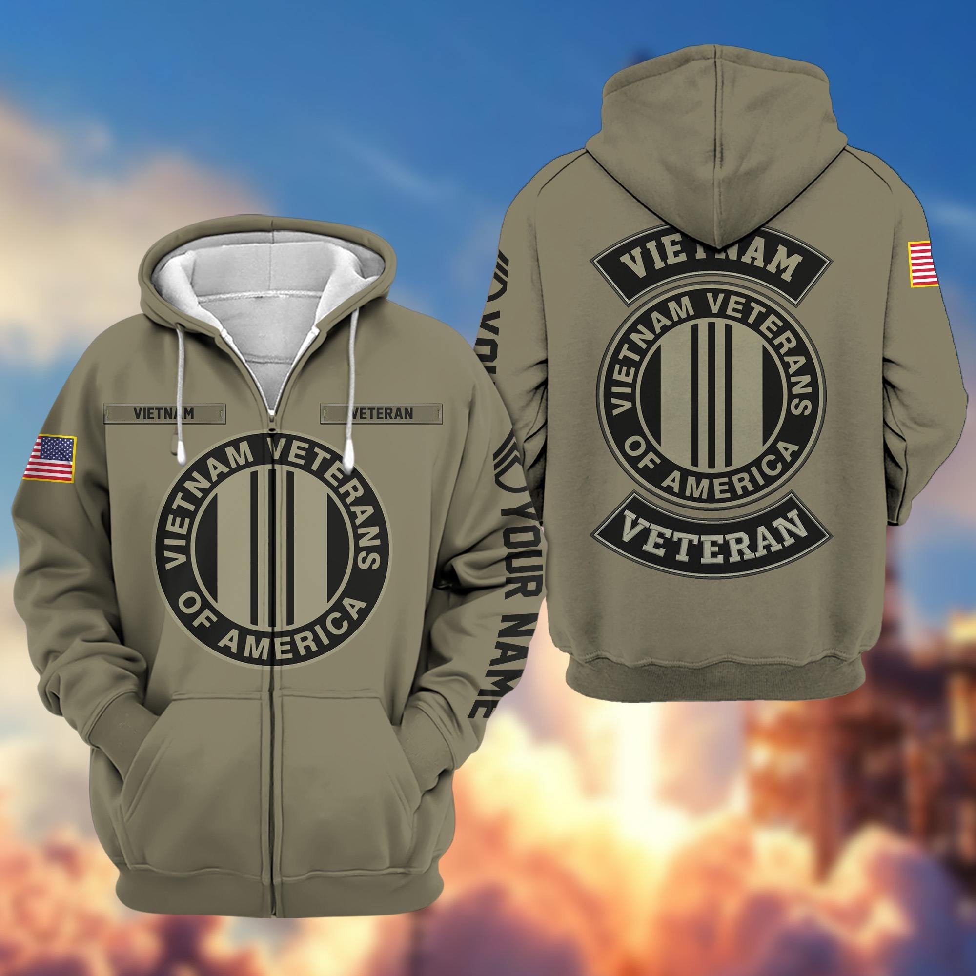 Premium Custom Vietnam Veteran Zip Hoodie VPVC601906, Custom Name, Rank, Gifts For Vietnam Veteran