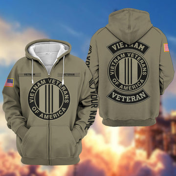 Premium Custom Vietnam Veteran Zip Hoodie VPVC601906, Custom Name, Rank, Gifts For Vietnam Veteran