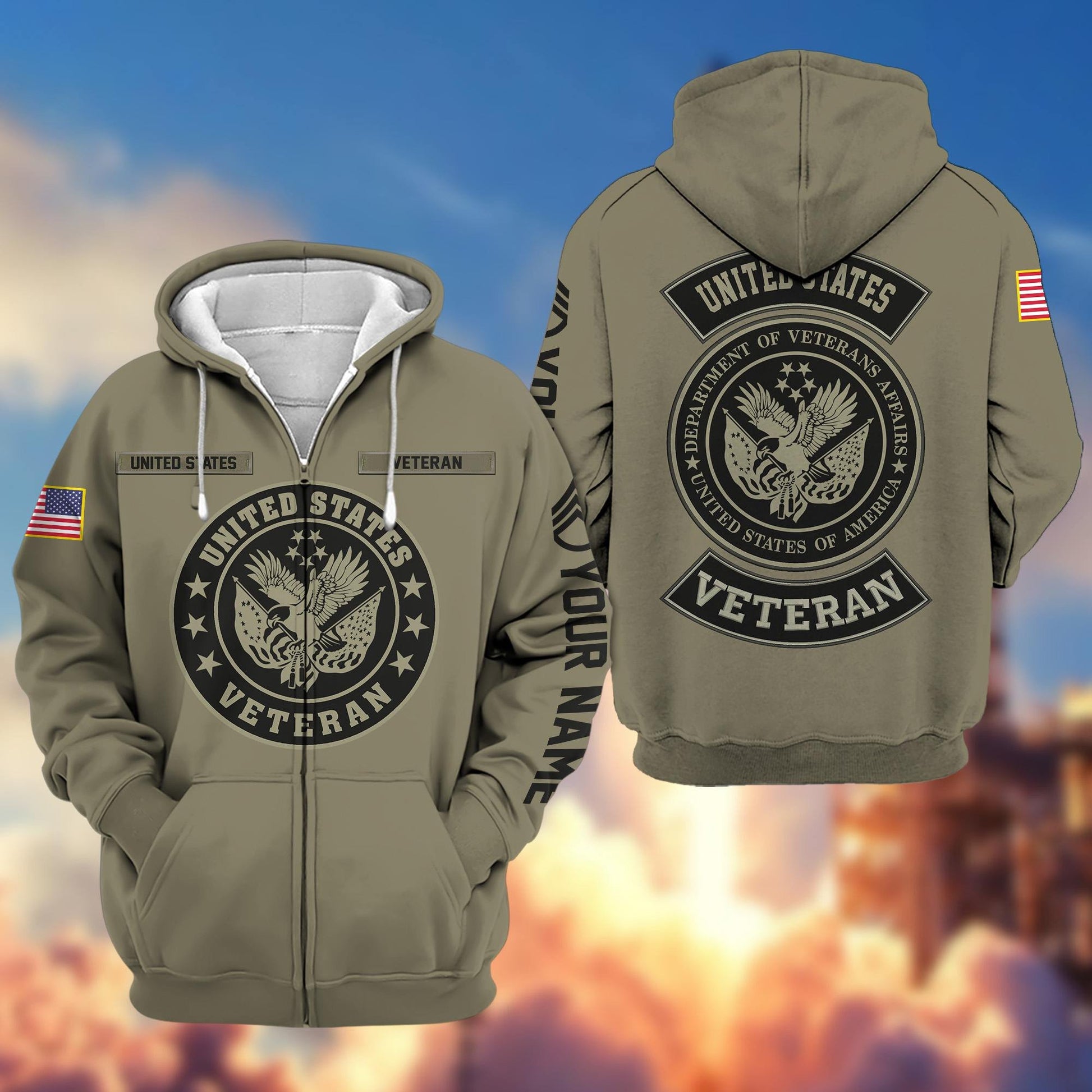 Premium Custom US Veterans Zip Hoodie VPVC601907, Gifts For US Veterans