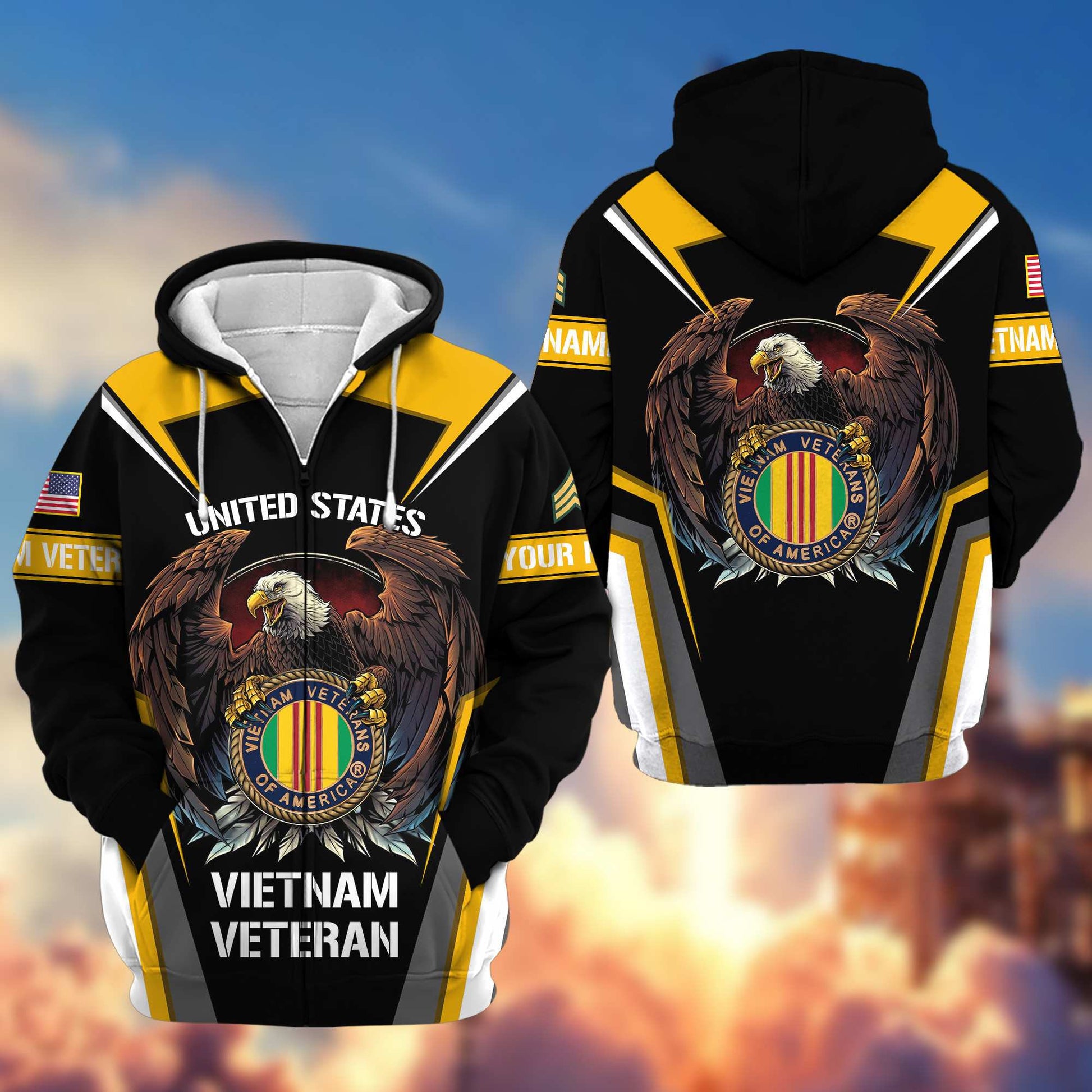 Premium Vietnam Veterans Zip Hoodie VPVC601706, Custom Name, Rank, Gifts For Vietnam Veterans