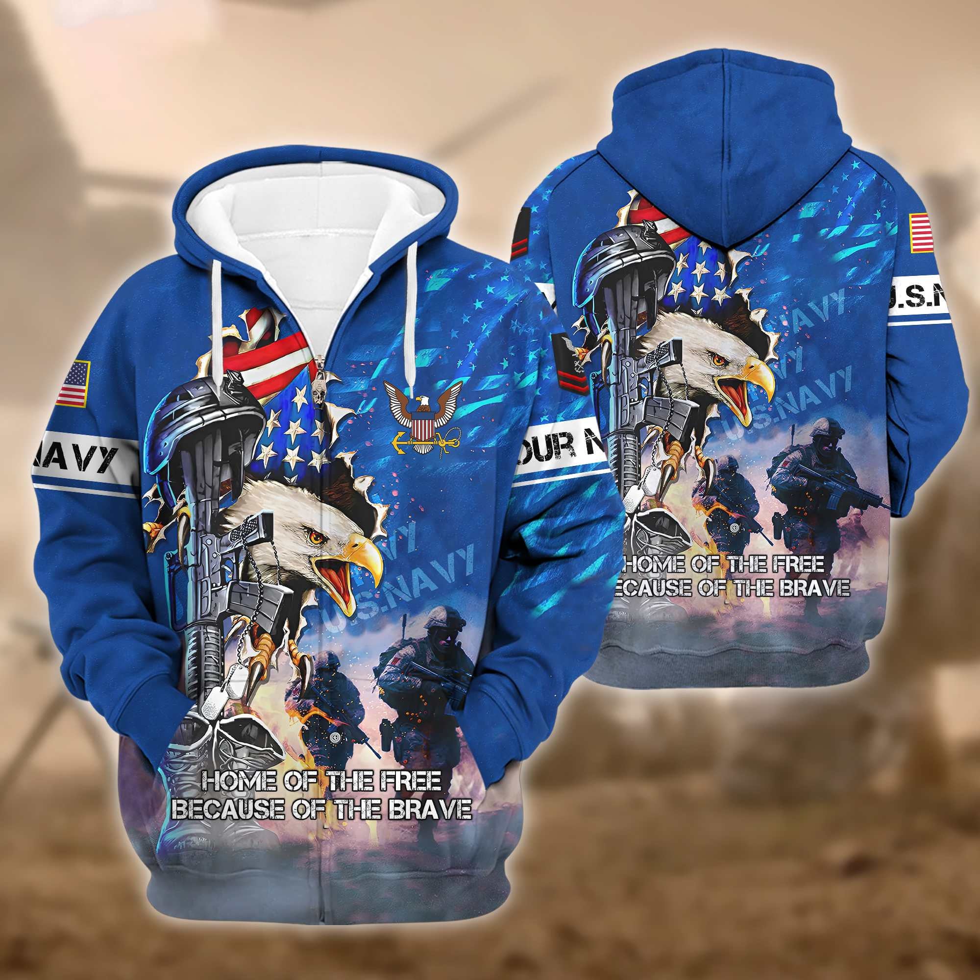 Premium Custom US Navy Zip Hoodie VPVC602302, Gifts For Navy Veteran