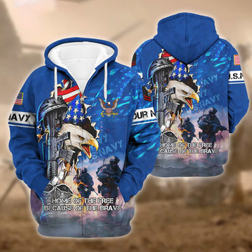 Premium Custom US Navy Zip Hoodie VPVC602302, Gifts For Navy Veteran