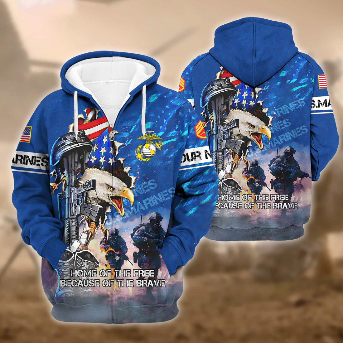 Premium Custom USMC Zip Hoodie VPVC602303, Gifts For Marine Veteran